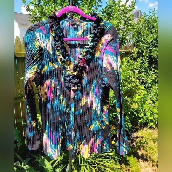 Multi Colored Button Down Blouse - Picture 3 of 12